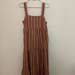 Madewell Striped Button-Back Midi Dress